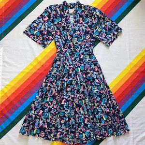 80/90s Colorful V-neck Maxi Dress by Esprit